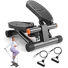 Steppers for Exercise, Mini Stair Stepper with Resistance Bands at Home Workout Equipment with 300LBS Loading Capacity, Hydraulic Fitness Stepper with LCD Monitor