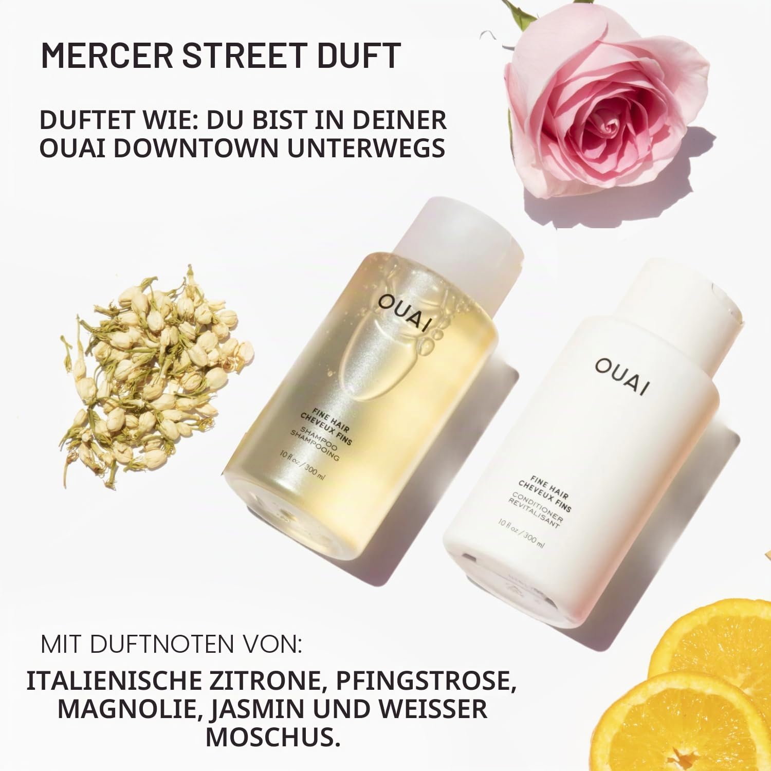 OUAI Feines Shampoo und Conditioner Set - Sulfatfreies Shampoo und Conditioner für feines Haar - Hergestellt mit Keratin, Marshmallowwurzel, Sheabutter & Avocadoöl - Frei von Parabenen & Phthalaten -