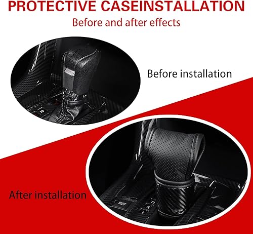 Miniatura 7 de GKmow 1 funda para pomo de palanca de cambios de automóvil, protector de palanca de cambios de fibra de carbono, accesorios interiores de automóvil