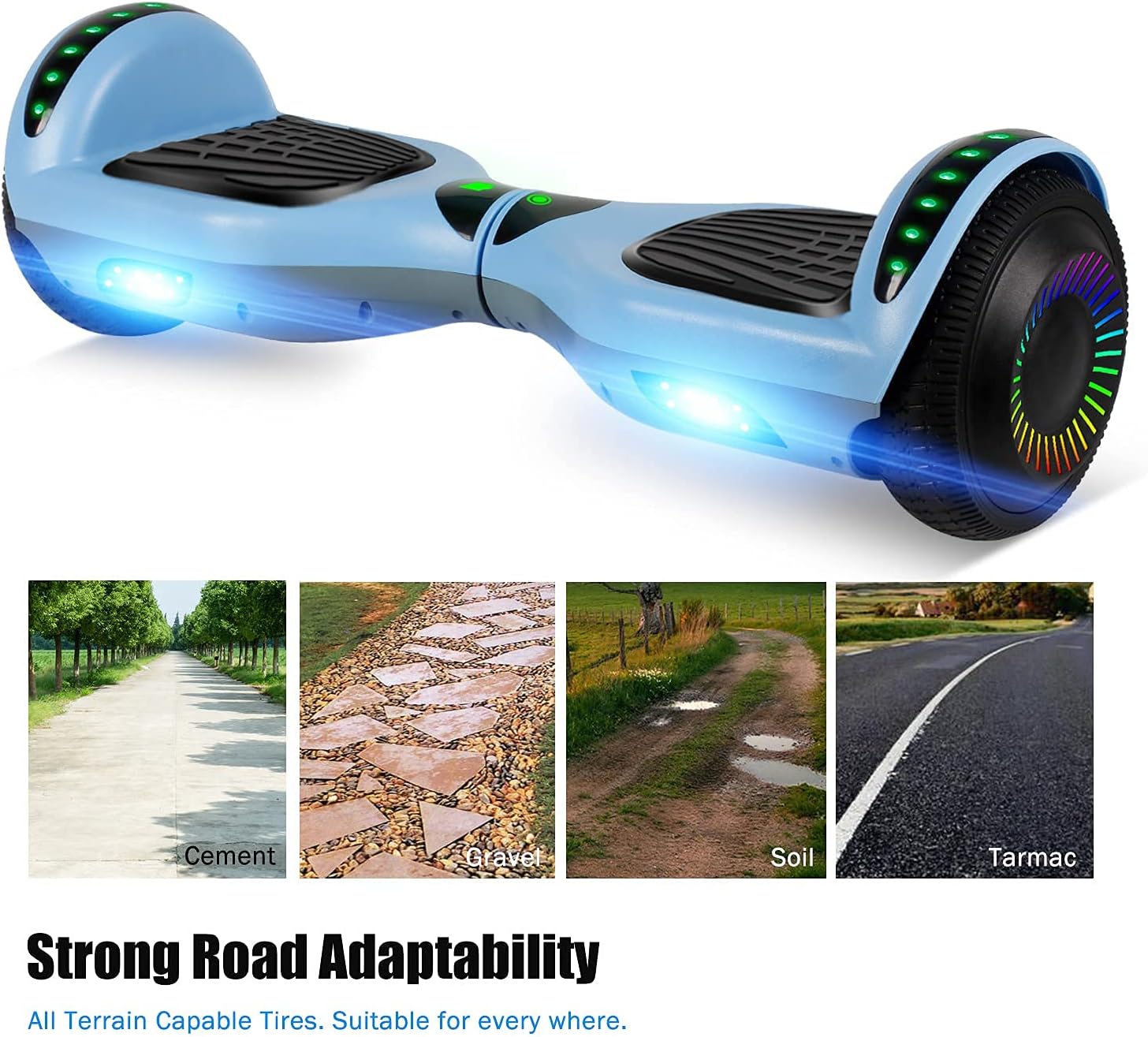 Uр Tо 60% оƒƒ UNI-SUN 6.5 Bluetooth Hoverboard for Kids, Self Balancing Hoverboard with Bluetooth and LED Lights for Adults, Kids Hover Board (Bluetooth White)