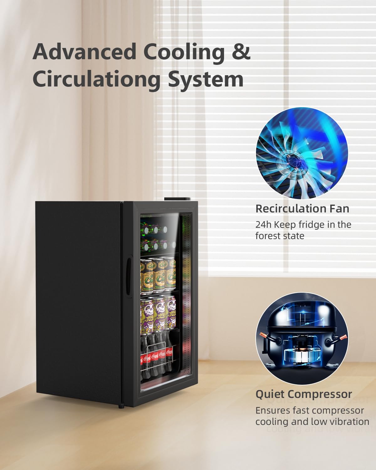 Geekman Beverage Refrigerator Cooler, 120 Cans Freestanding Beverage Fridge with Double-layer Glass Door， Mini Fridge Beverage with Adjustable Removable Shelving, Perfect for Beer, Wine, Soda and more on Fridge.com