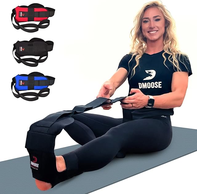 DMoose leg stretcher for Plantar Fasciitis, Improve Strength, Balance Stretches and Achilles Tendonitis, Stretch Loops for Hamstring, Quad, and Calf Pain Relief hamstring stretcher