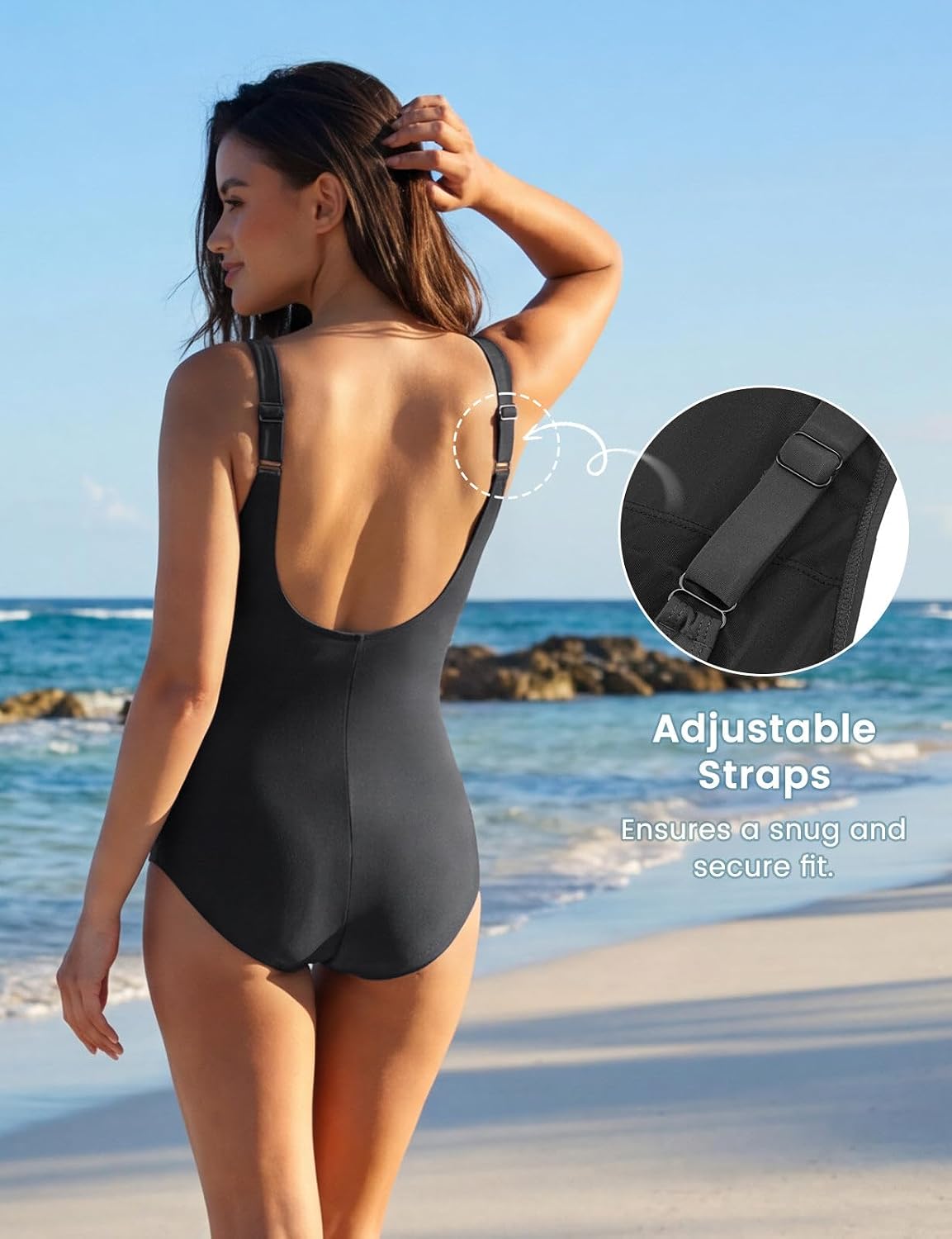 baleaf High Neck One Piece Swimsuit Women Tummy Control Ruched Bathing Suit Swimwear with Adjustable Straps