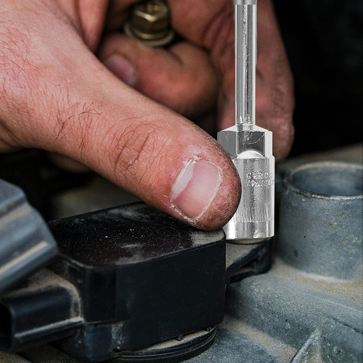 Mikikit 7pcs Handle Socket Set -vanadium Wrench and Socket Combination for Professional Repair Includes Versatile Hand Tool