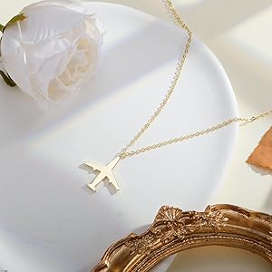 Amazon.com: Kyerlyn Gold Necklace for Women, Dainty Airplane