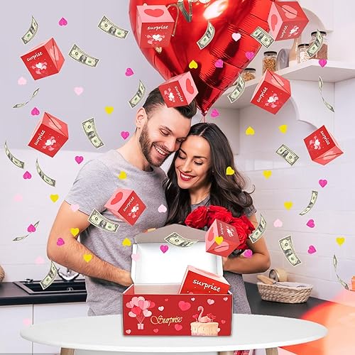 Miniatura 6 de HFYZZ Caja de regalo sorpresa con explosión de dinero, caja de regalo desplegable con confeti, caja de regalo sorpresa plegable para propuesta de