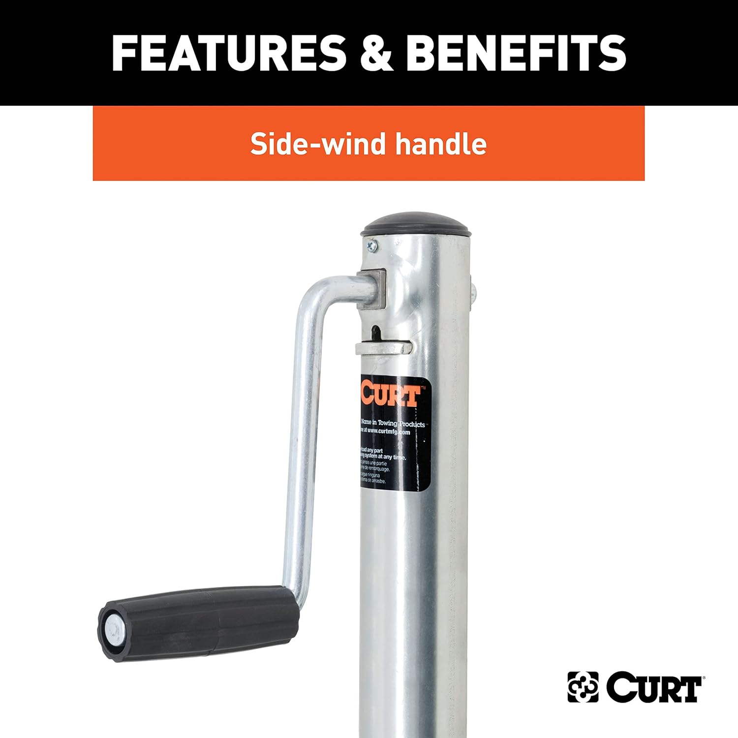 CURT 28155 Marine Boat Trailer Jack with 6-Inch Wheels, 1,500 lbs. Support Capacity, 10-3/8 Inches Vertical Travel