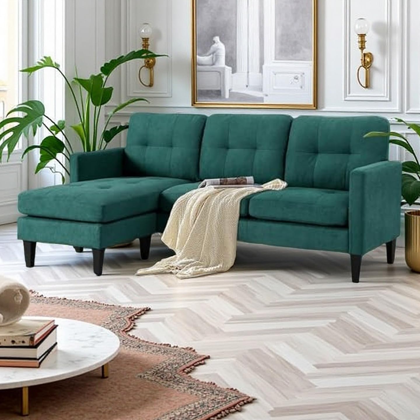 Amazon.com: Trygoal L Shaped Couch, Convertible Sleeper Sofa with ...