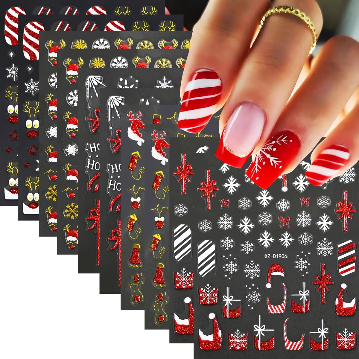 Christmas Nail Stickers 10 Sheets 3D Nail Art Decals with — free download