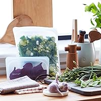 Vista 3 de Bolsas de almacenamiento de alimentos reutilizables de silicona Stasher Premium, paquete de 3, multiusos, bolsas de almacenamiento de alimentos