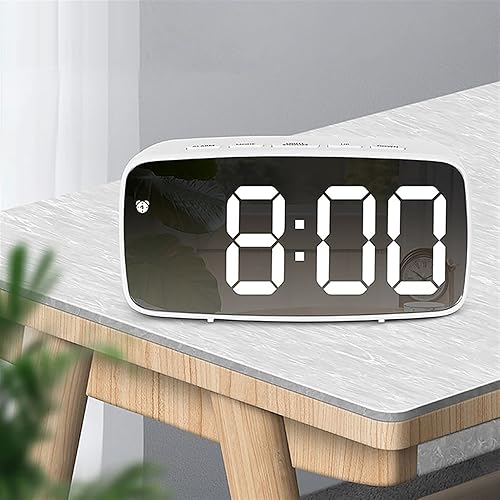Miniatura 3 de Despertador, Tiempo Temperatura Pantalla Modo Noche Reloj Digital EspejoAcrílico Despertador LED Reloj Digital Control De Voz Snooze