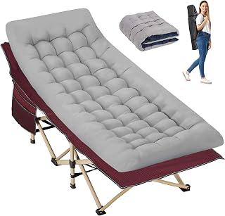 Folding Camping Cot with Mattress for Adults,28" Wide,600LBS | 600LBS max load folding camping cot with comfy mattress&carry bag. Portable for home,office nap,camp & beach use