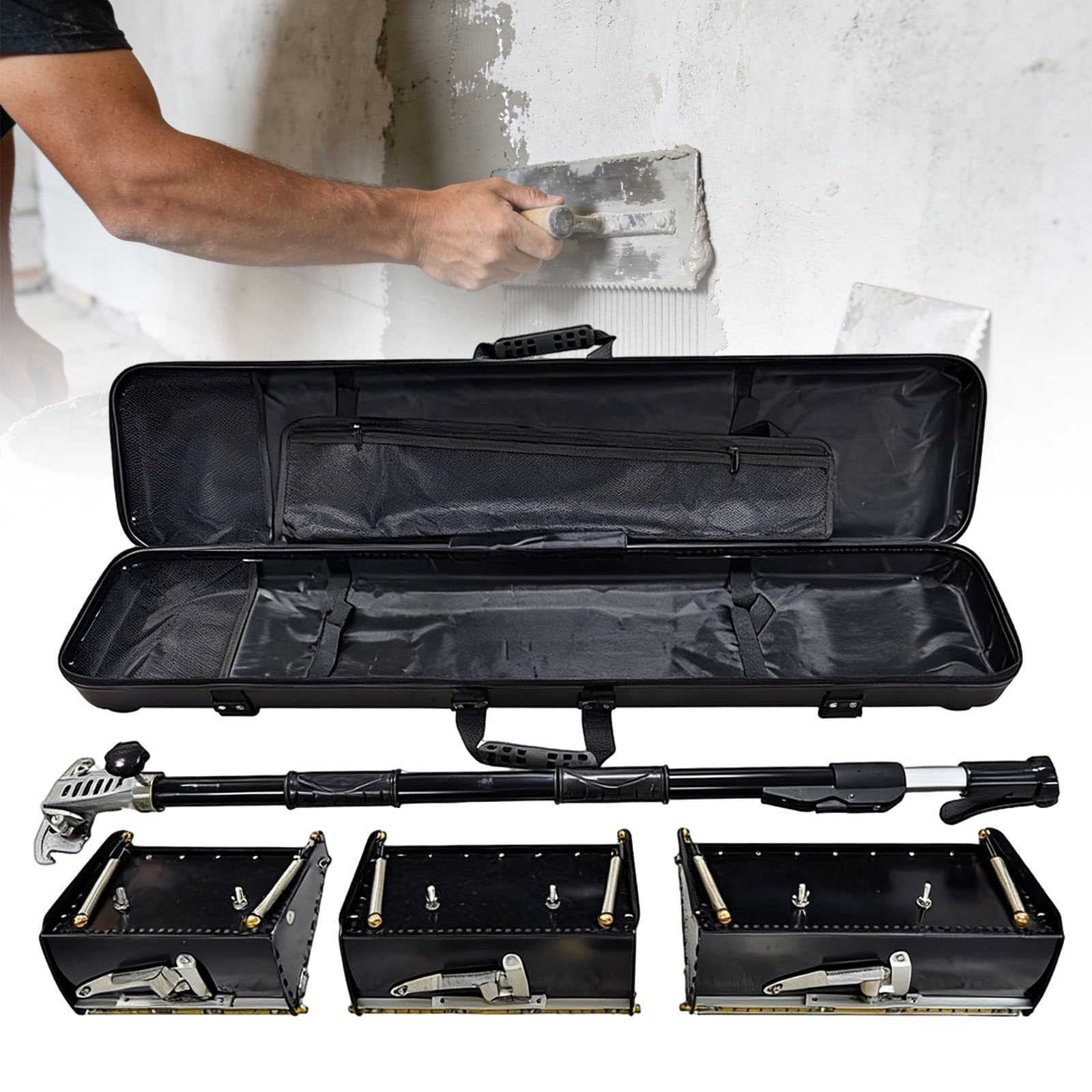 Caja de acabado para paneles de yeso, caja de barro de aluminio de limpieza rápida para aplicar masilla en polvo y enlucido de paredes, alisar superficies