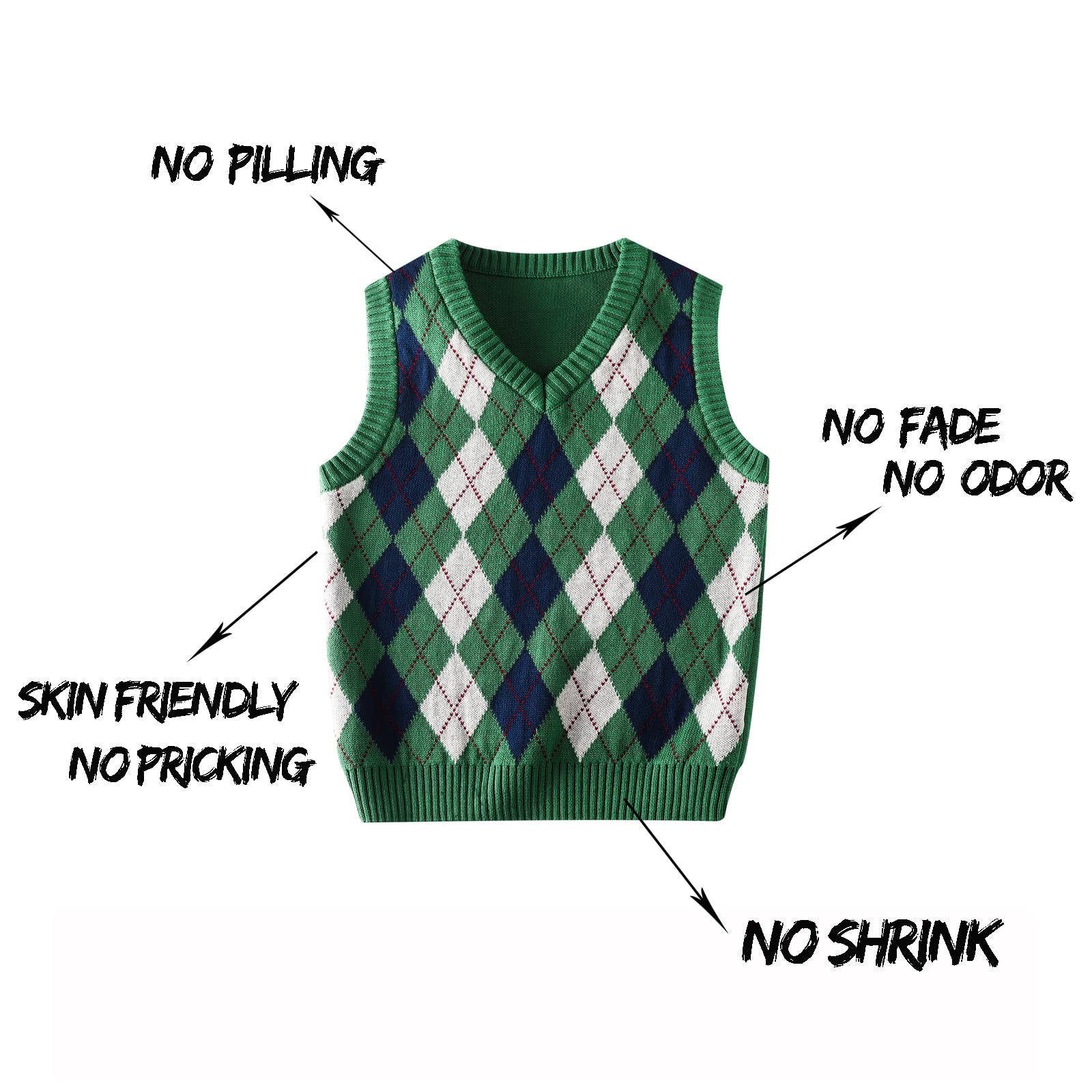 Chicos Suéter Niños Chaleco de punto con cuello en V Sudadera sin mangas Algodón Jersey de punto
