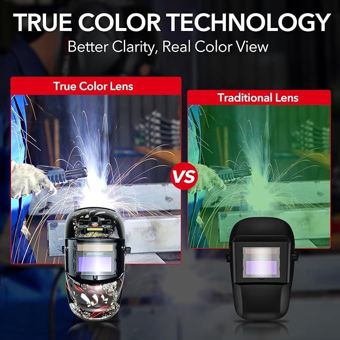 Careta para soldar TRQWH con oscurecimiento automático y luz LED miniatura 7