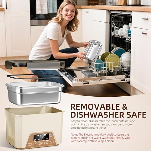 Miniatura 5 de Fiambrera eléctrica inalámbrica para adultos, lonchera calentada de 20000 mAh con batería con calefacción automática, calentador de alimentos