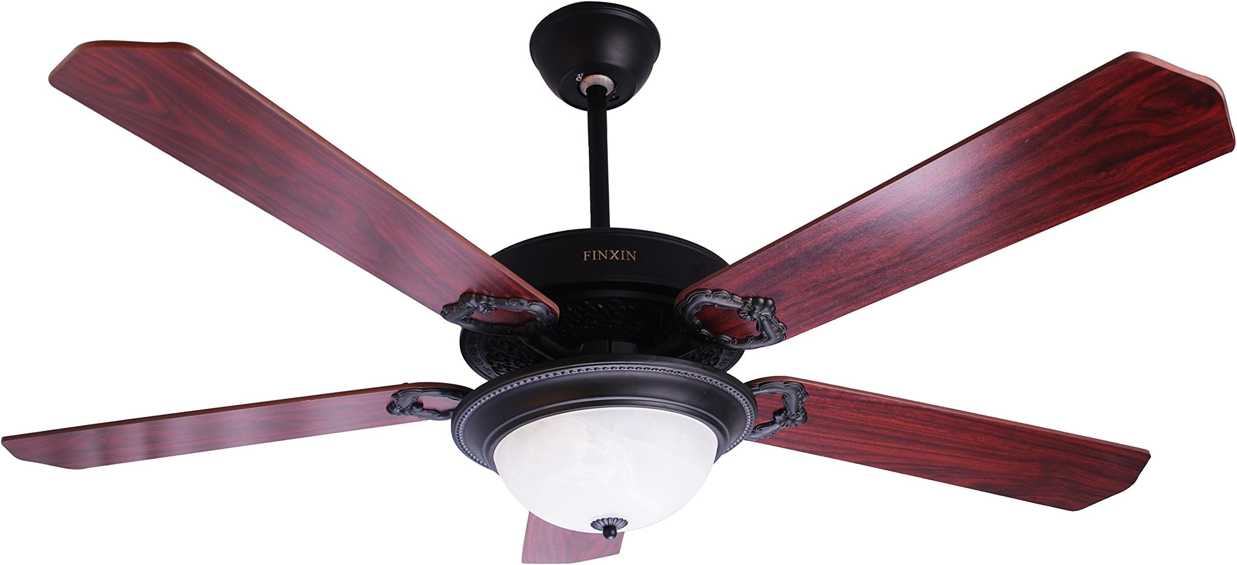 Indoor Ceiling Fan Light Fixtures - FINXIN FXCF04 (2017 New Design) Modern Black Remote LED 52 Ceiling Fans For Bedroom,Living Room,Dining Room Including 3 Speed Reversible Motor,Light(36-LED),5-Blade