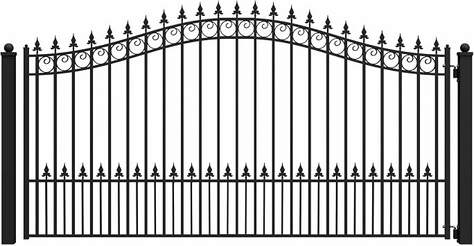 ALEKO 14x6 Barcelona Dual Swing Driveway Gate, Anti-Rust Galvanized Steel, Outdoor Fence Security Barrier - DG14BARCD