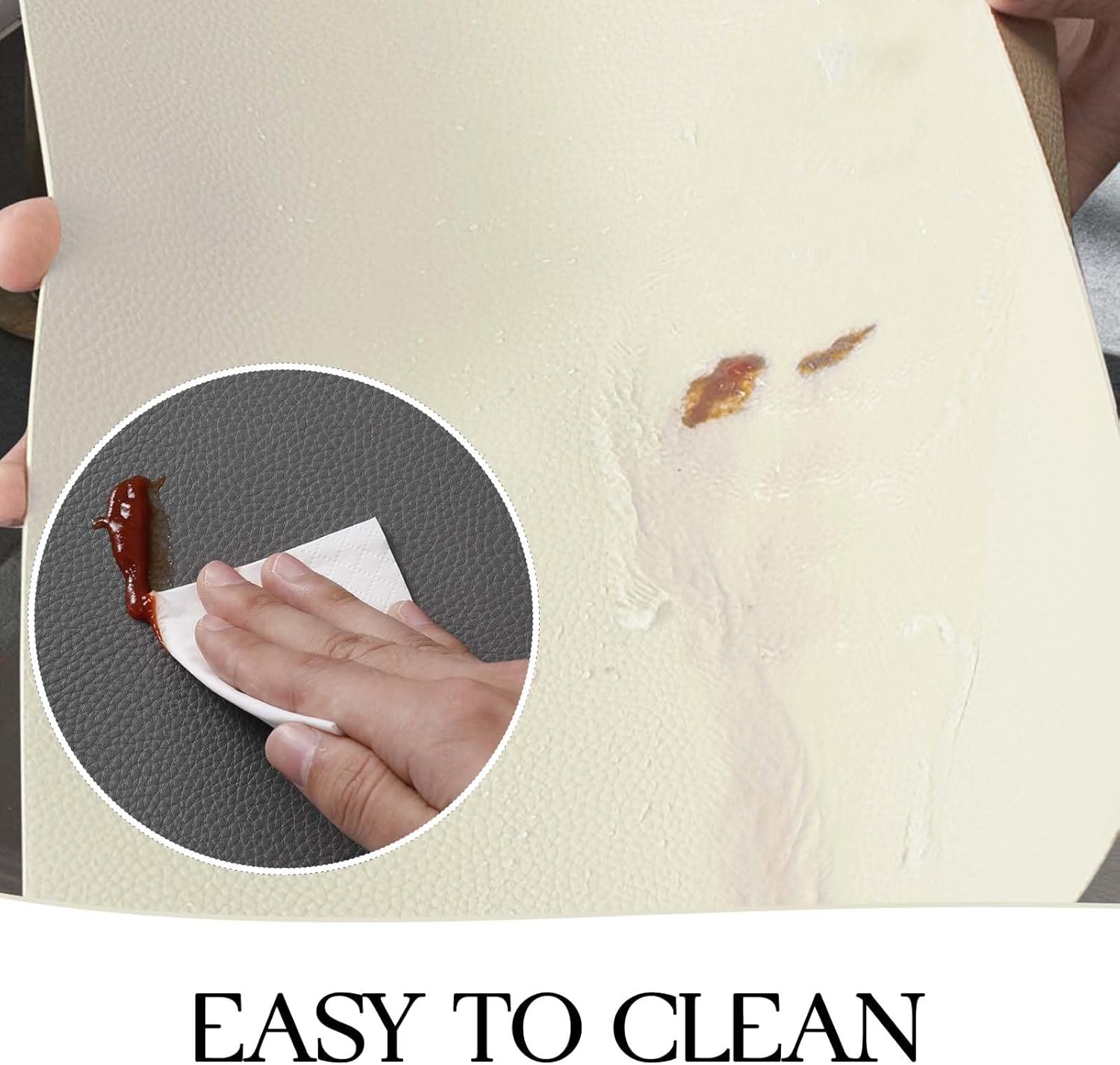 MOSAYT Vinyl Placemats Set of 8, Heat Resistant Place Mats 100% Waterproof Washable & Wipeable Faux Leather Reversible Table Mats for Kitchen Dining Party Indoor Outdoor, 12" x 17", Grey/Beige