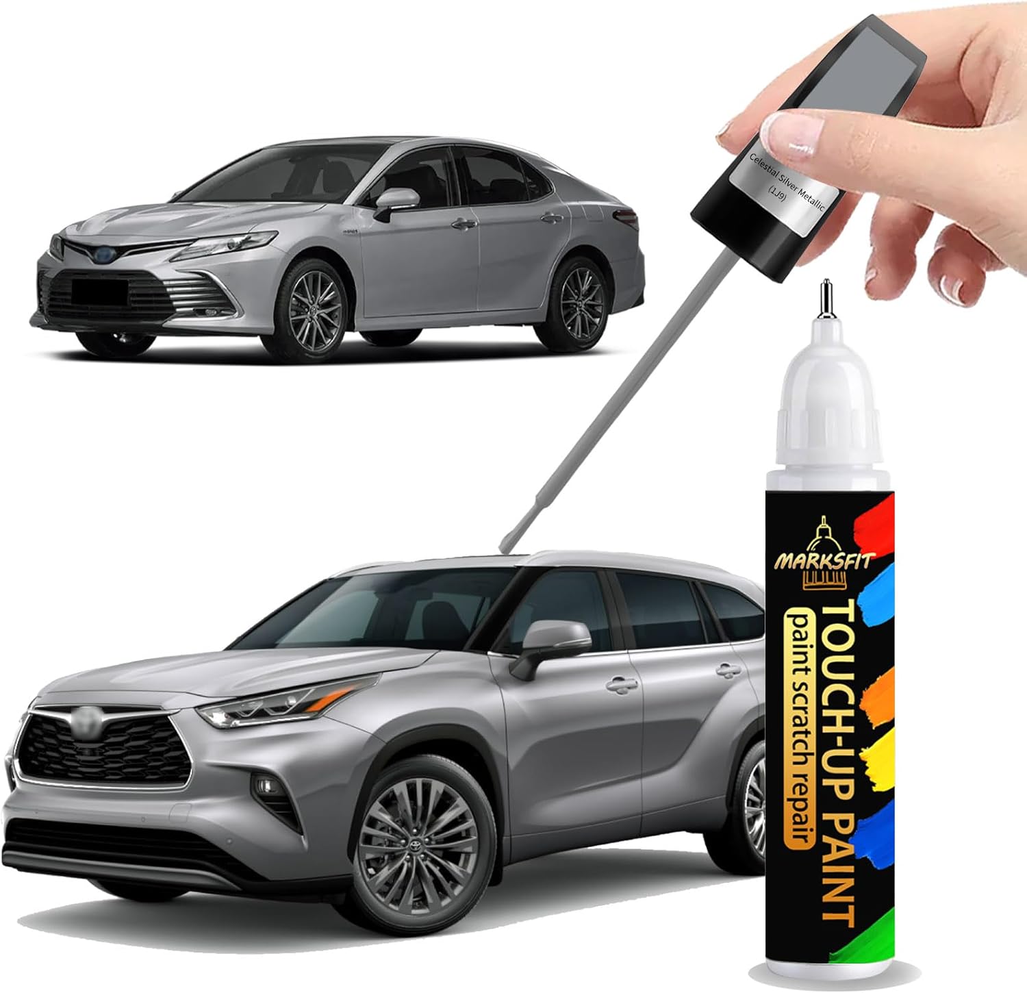 Magnetic Gray Metallic(1G3) Touch Up Paint For Toyota Exact Match-Chips and Nicks 2 in 1 Car Paint Pen Scratch Rapair for Avalon/RAV4/Camry/Corolla/Highlander/Prius/Sequoia/Sienna/Tacoma