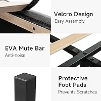 Vista 124 de koorlian Base de cama Queen con cabecero, base de cama tapizada ajustable con puertos tipo C y USB, cabecera de almacenamiento con respaldo de ala