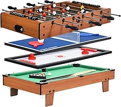 GOPLUS 4 in 1 Game Table, Table Football & Table Tennis & Table Hockey & Billiard Table, Multifunctional Table with Complete Accessories, for Playroom, Bars and Parties, for Children Adults