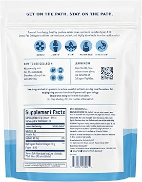 NativePath Collagen Peptides Stick Packs Hydrolyzed Type 1 & 3 Grass-Fed Collagen Protein for Hair, Skin, Nails & Joints Unflavored Travel Packets, Keto & Paleo, 30 Count