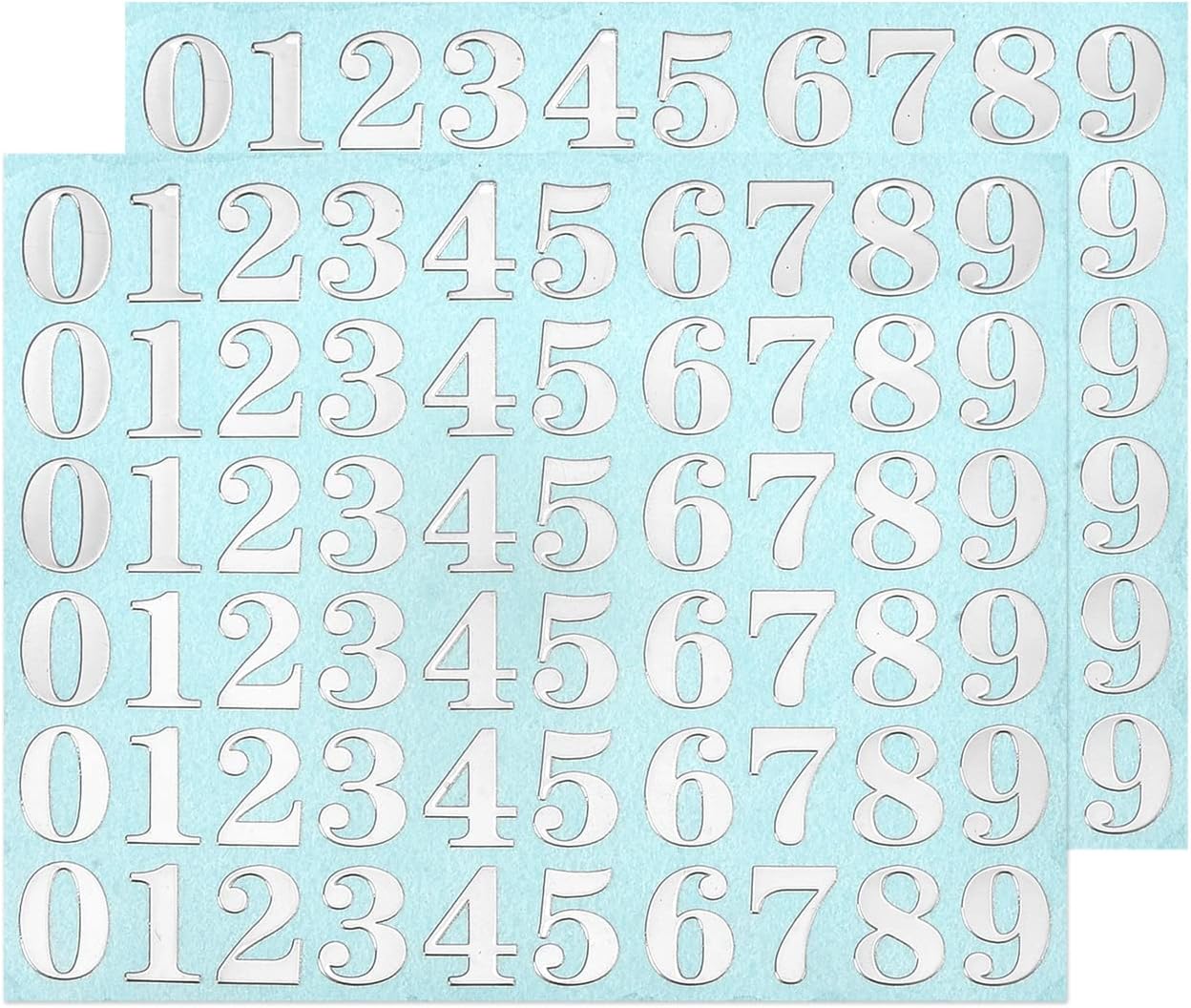 MECCANIXITY 2 Sheets Number Resin Stickers 3D Small 0 to 9 Silver Mini Number Sticker Metallic Glitter Alloy for Resin Nail Scrapbooking 9mm
