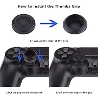 Vista 4 de PlayVital Guardian Edition Black Ergonomic Soft Anti-Slip Controller Silicone Case Cover for ps4, Rubber Protector Skin with Joystick Caps for ps4