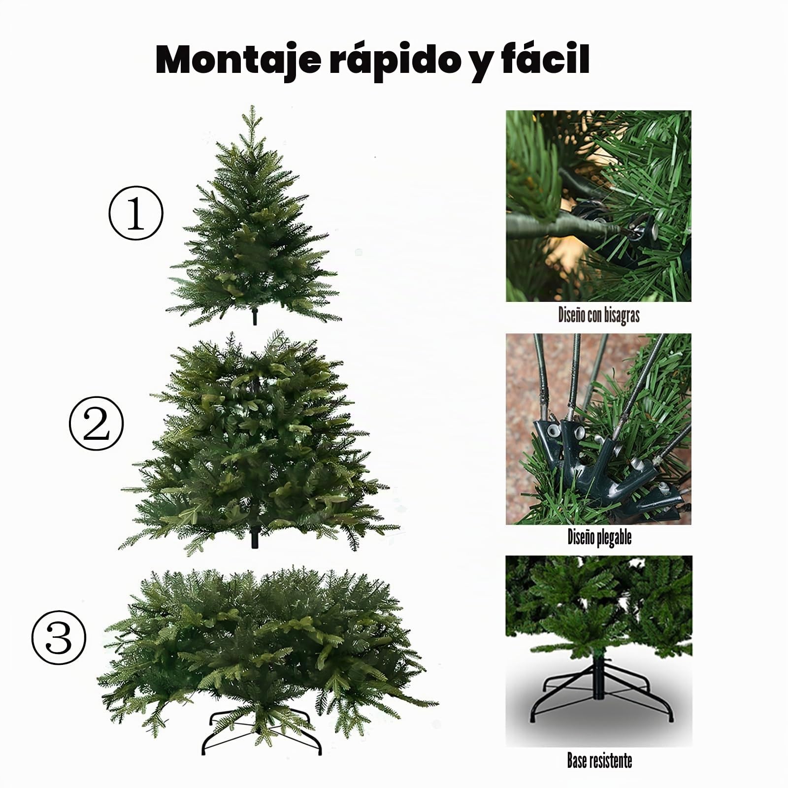 Árbol de Navidad Artificial Preiluminado, Abeto con Bisagras, con 1450-11750 Puntas y 400-2000 Luces, Ramas Automáticas con Control Remoto(240cm/8ft)