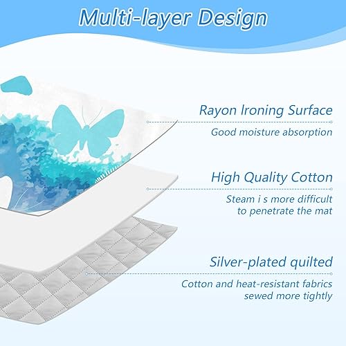 Miniatura 4 de Clear Butterflies Homes - Alfombrilla de planchado (tamaño grande, 47 x 28 pulgadas) con acolchado de 0.118 in y soporte de silicona para planchar