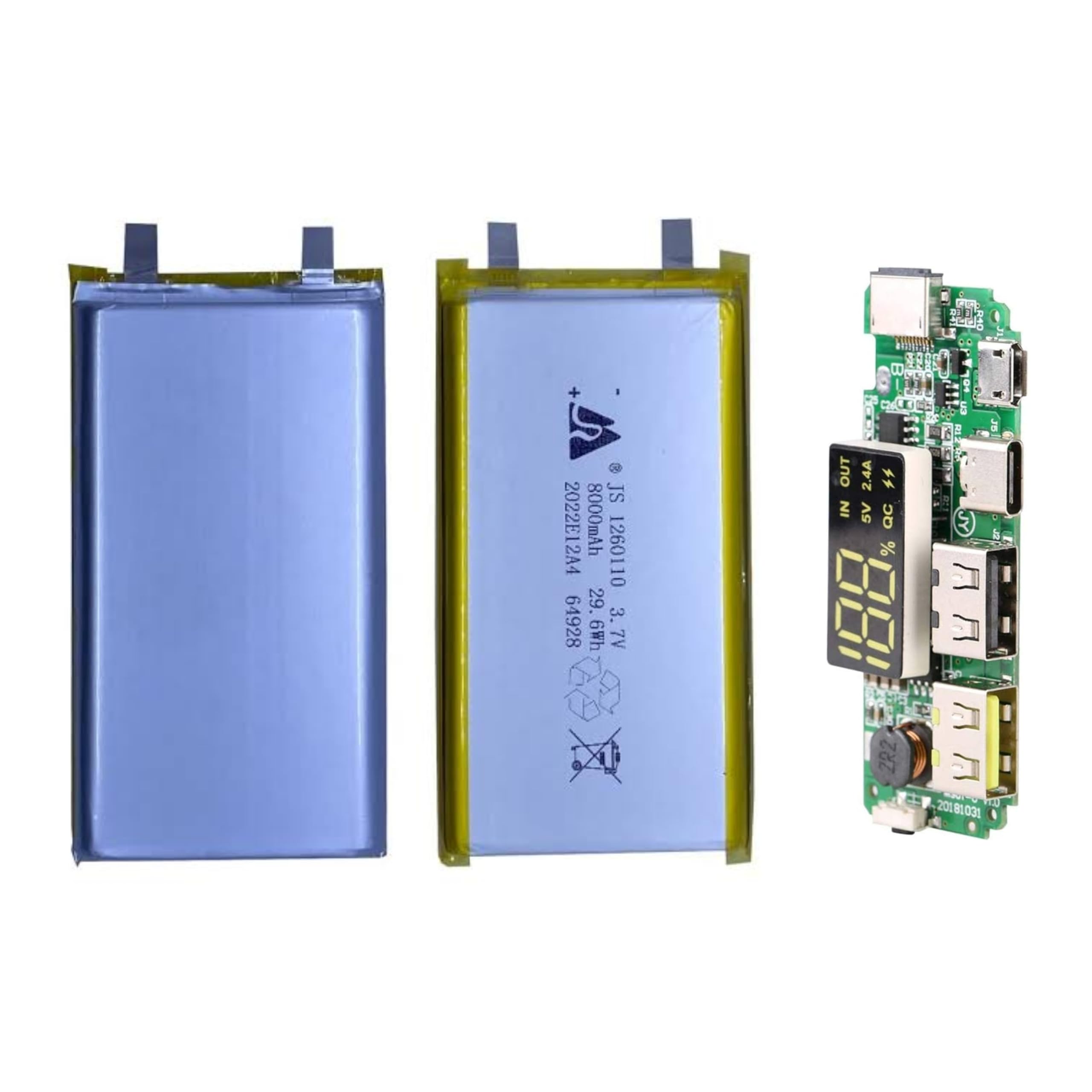 Sashik Combo of 2 pcs 3.7 Volt 10000mah Lithium Polymer Rechargeable Battery with Power Bank Module-picture-25