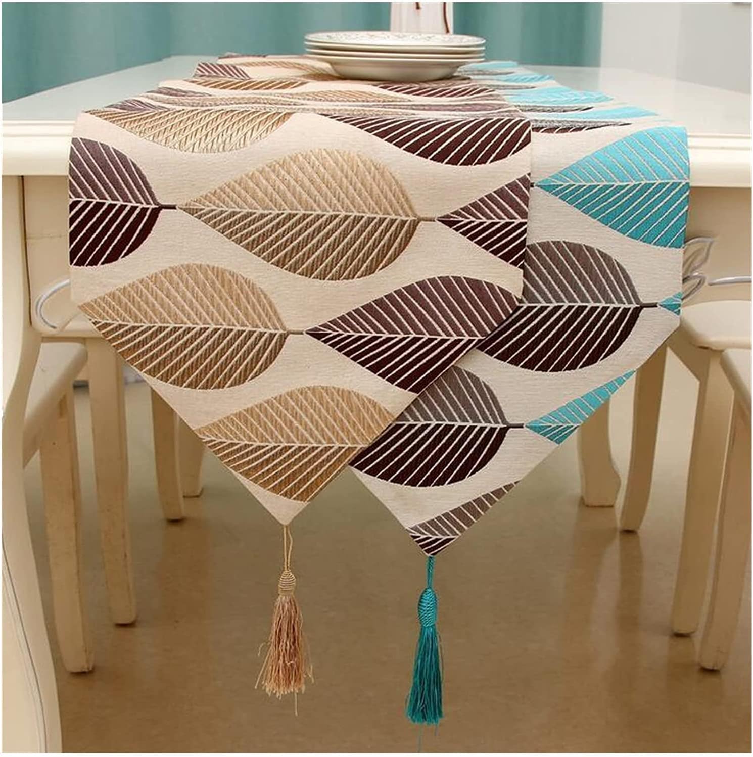 Table Runner Leaves Printed Table Runners Polyester Runner Table Decoration Bed Runner Clan Style Palace Elegant Retro Rustic Table Runner (Pattern 1 32 * 240cm)