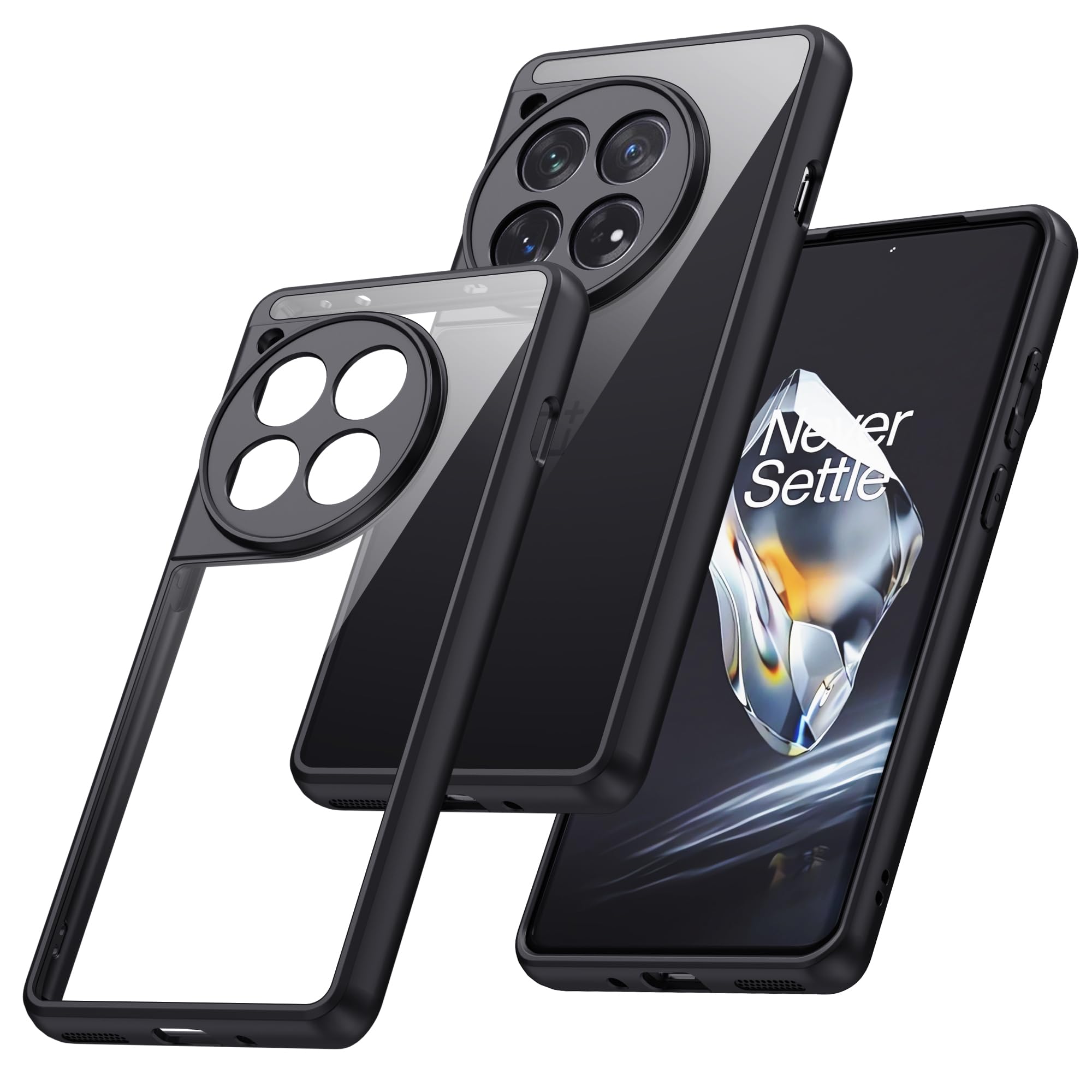 MAKAVO for OnePlus 12 Case, Clear Non-Yellowing Shockproof Bumper Case with Camera Cover for One Plus 12, Slim Thin Yet Mi...