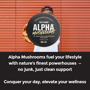 Fully Loaded Alpha Mushroom Pouches - Adaptogen Nootropic Pouches (5-Pack, Vanilla) - Lion's Mane, Cordyceps, Chaga - 5 cans, 15 Pouches per can - Functional Mushrooms - Made in the USA