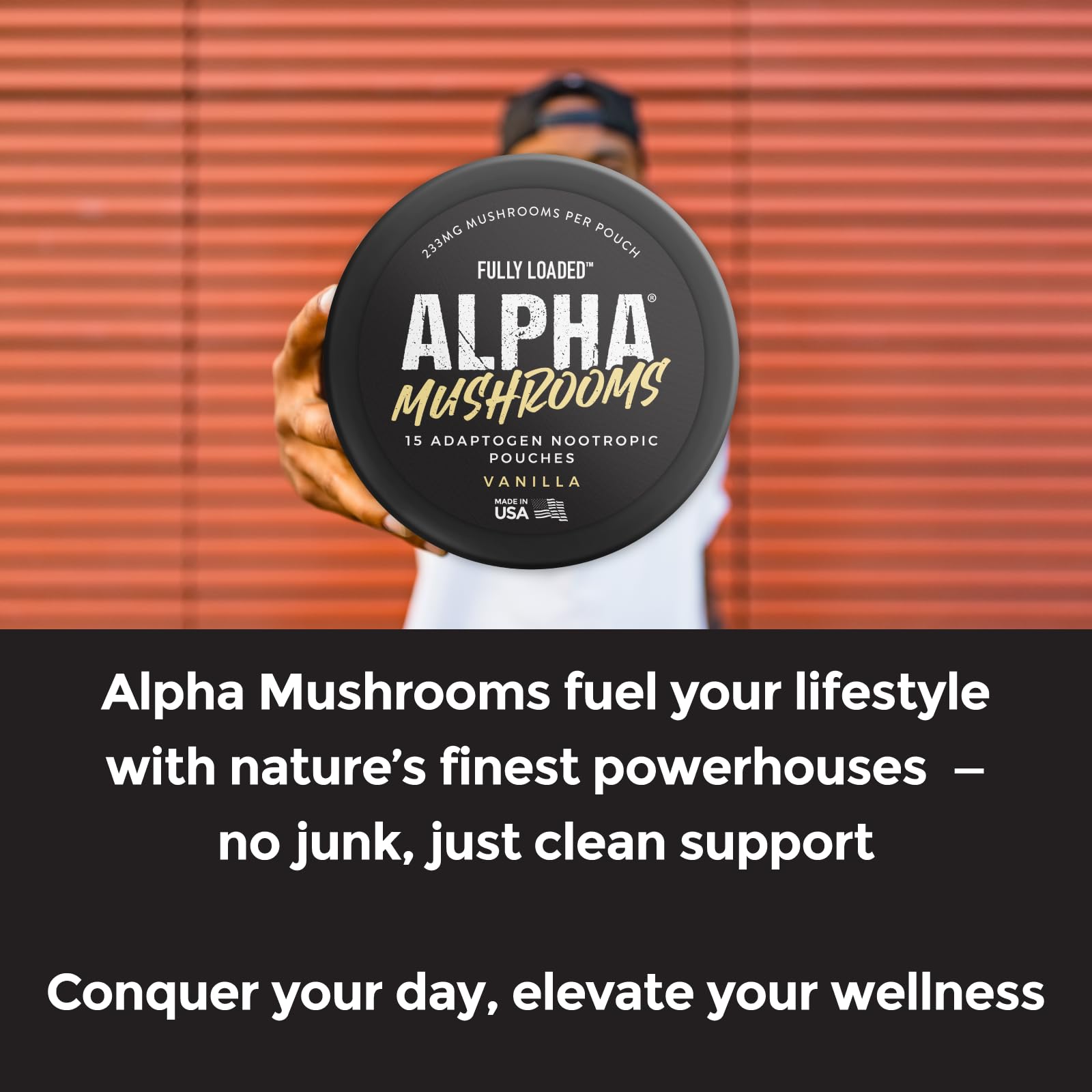 Fully Loaded Alpha Mushrooms - Adaptogen Nootropic Pouches (5-Pack, Mint) - Lion's Mane, Cordyceps, & Chaga - 75 Pouches Total (5 Cans, 15 Pouches per Can) - Functional Mushrooms - Made in the USA — Amazon image 3