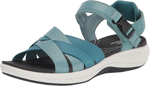 Amazon Clarks クラークス レディース Mira Tide フラットサンダル ティールコンビ 24 スポーツサンダル