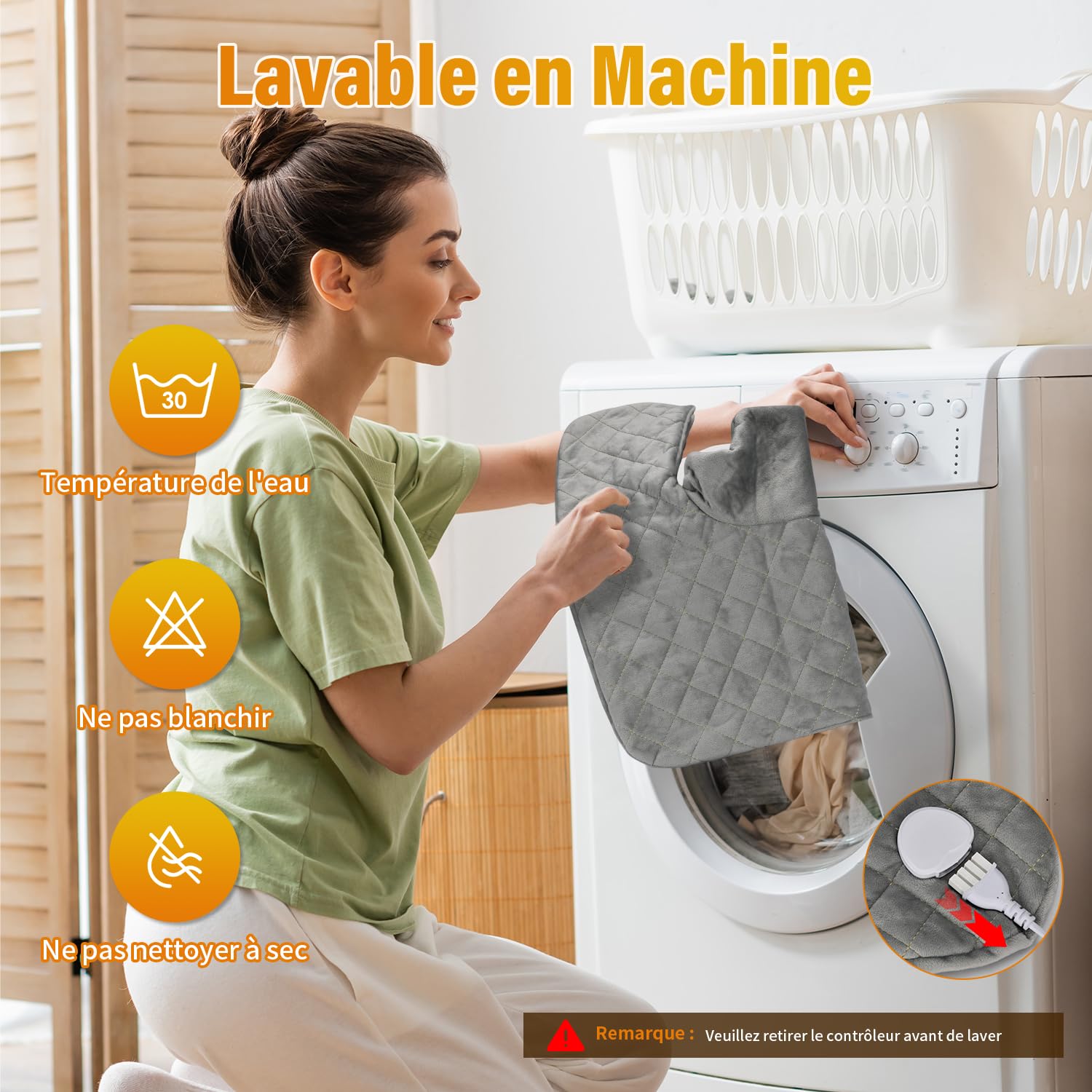 Onherm Coussin Chauffant Electrique Epaule et Nuque 48×58cm, 9 Niveaux de Chaleur Coussin Chauffant Cervicales et Dos, 1-4H Timer et Arrêt Automatique, Flanelle, Lavable en Machine