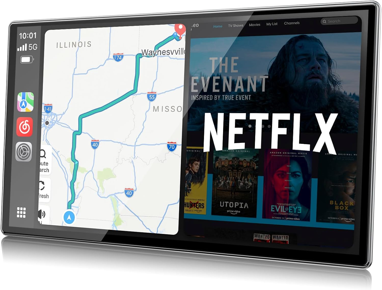 LAMTTO 3 en 1 Net-flix Carplay Android Auto Pantalla Coche con Youtube, Tiktok, Pantalla Táctil 9 pulgadas, Cámara de Respaldo Navegación Asistente de Voz Spotify Bluetooth AUX FM OTA