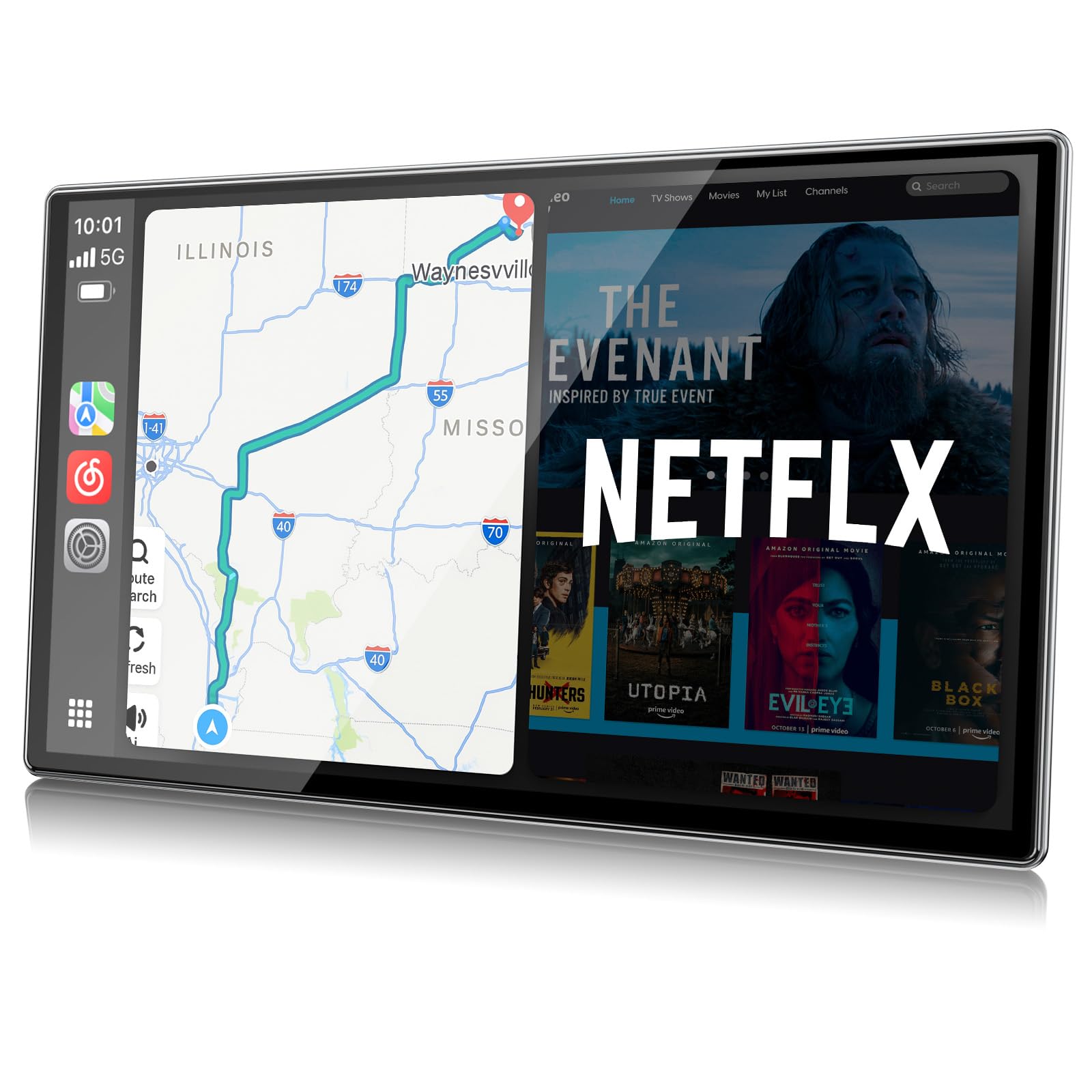 LAMTTO Carplay Android Auto 9 Pouces Netflix Youtube Spotify Voiture GPS Caméra Recul