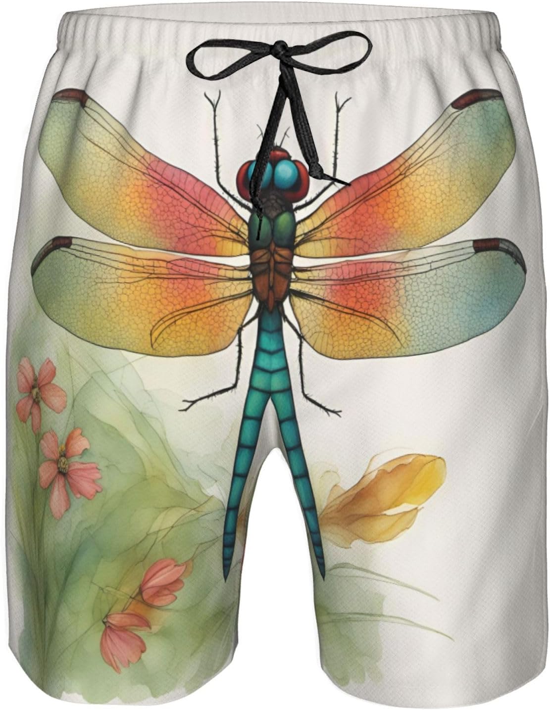 Colorful Dragonfly 1 Print Men's Quick-Drying Shorts Casual Beach Pants Stretch Waist Shorts and Pockets