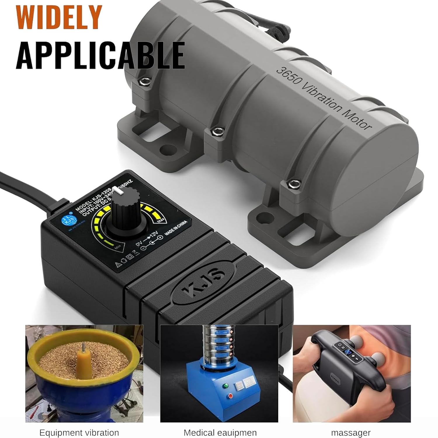 3800RPM Electric Motor, Vibration Motor, DC 12V Vibrating Motor 10W Carbon Brush Motor, Adjustable Power Supply for Electric Massage Chair Bed Industry Sieve Shaker Vibrators