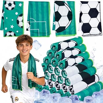 MENOLY 32 Packs Soccer Cooling Towels Bulk 40 x 12 Inch Sport Cooling Towels for Neck and Face Microfiber Sweat Cooling Neck Rags Baseball Team Gifts for Athletes Yoga Gym Sports Camping