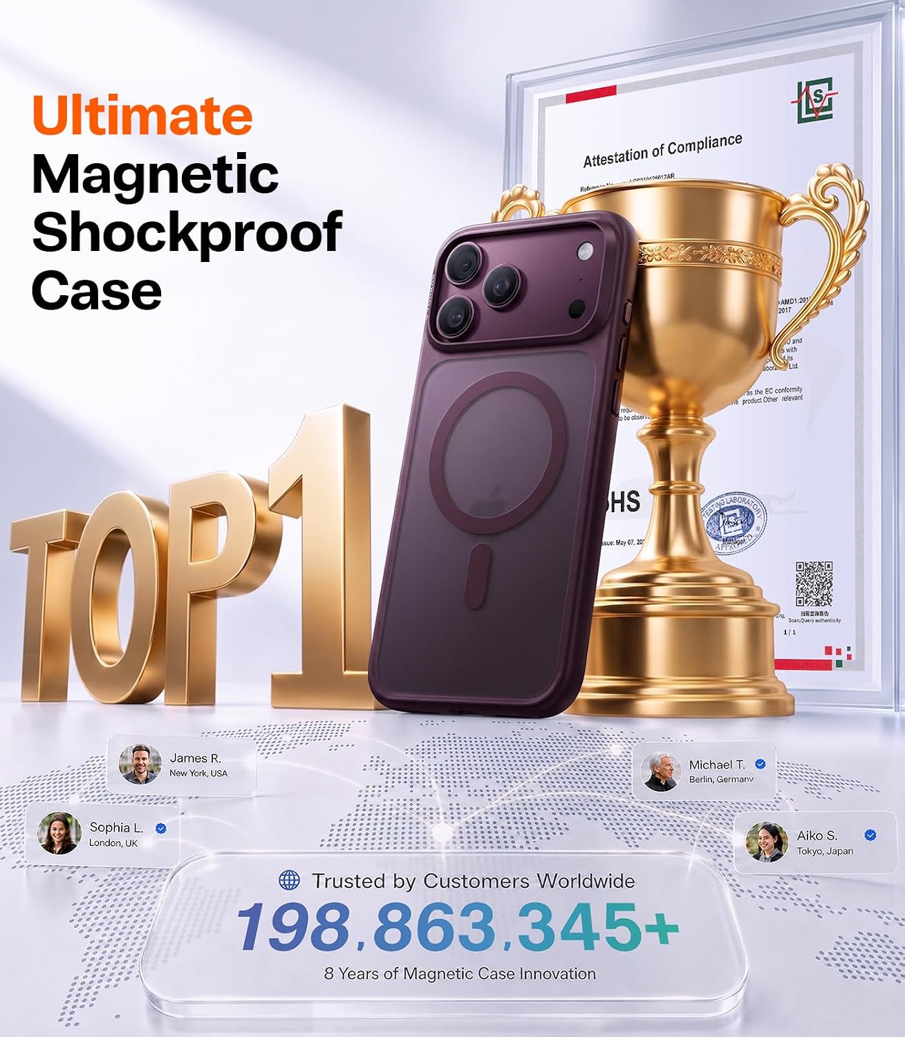 TORRAS Stronger Magnetic Shockproof for iPhone 18 Pro Max Case Slim Purple image 2