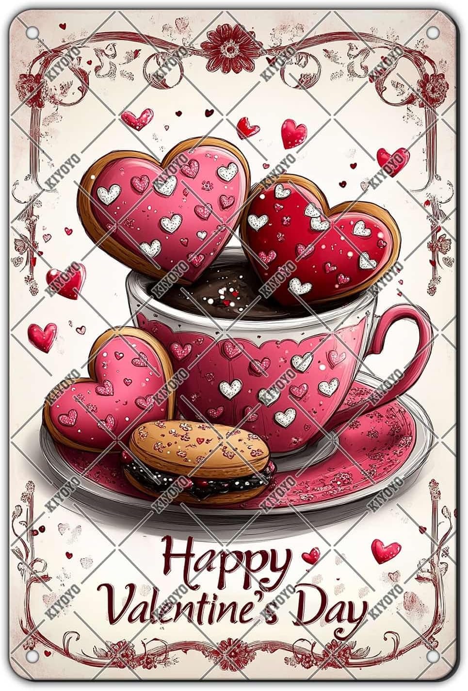 Valentine's Day Chocolate Heart Metal Sign Welcome Sign Wall Art Decor For Home Kitchen Garden Bar Coffee Outdoor Garage Bath Holiday Door Tin Poster 12x16 Inch