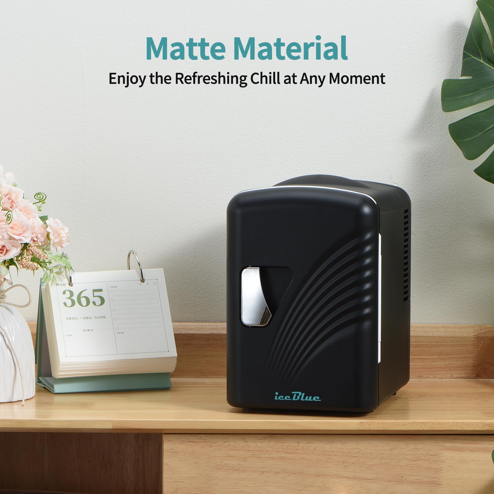 Iceblue Retro 4L/6 Can Mini Fridge,AC Plug & 12V Car Charger Small Refrigerator,Compact & Portable Mini Fridge, 4A Cooling Mini Refrigerator for Bedroom,Car,Office,Dorm,Gift - Black