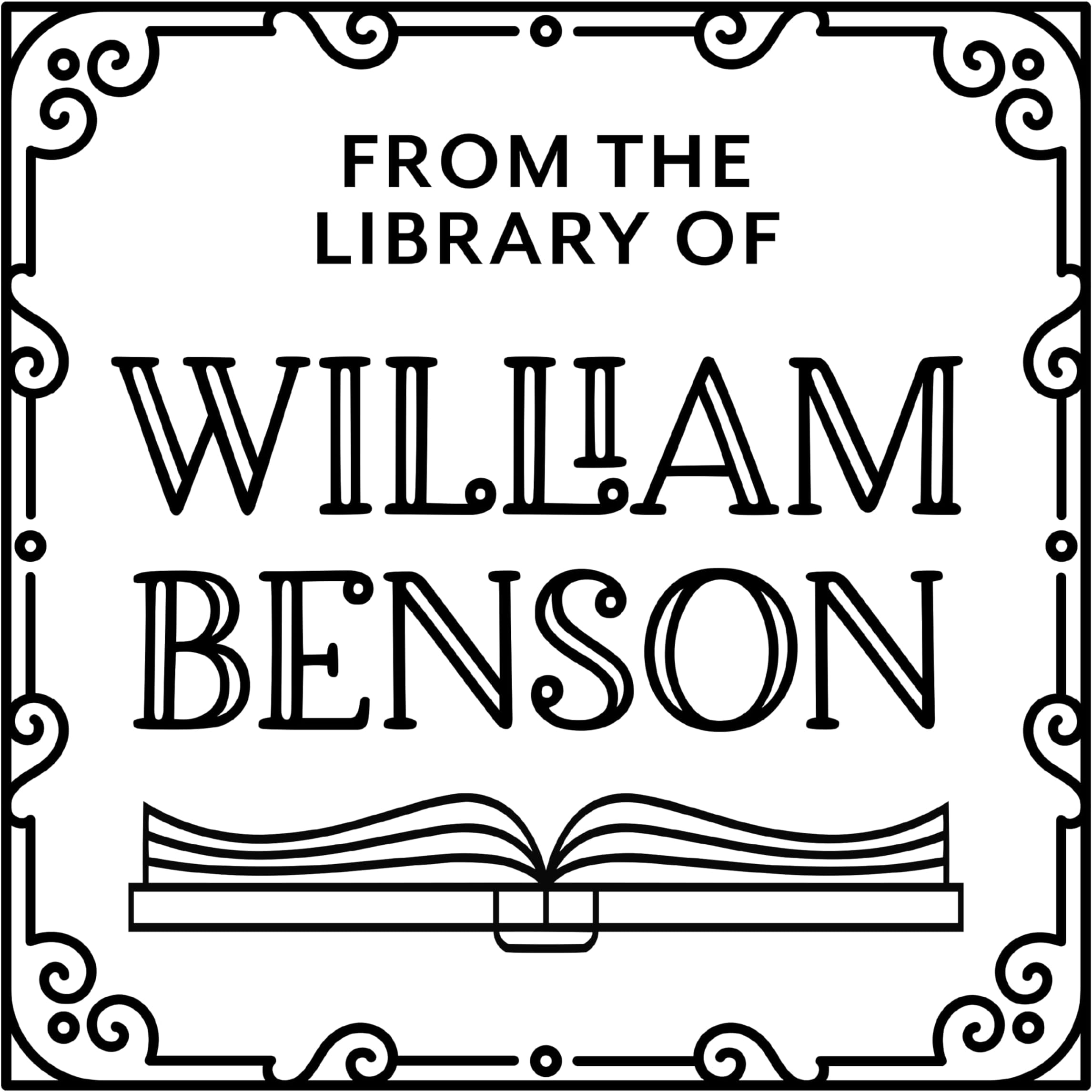 ExcelMark Personalized Book Embossers & Stamps - Personalize a Book Embosser, Wood Stamp, or Self-Inking Mount (Deco Border, Square)