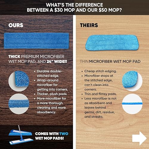 Miniatura 6 de Mopa de microfibra profesional de 24 pulgadas  Mango de acero inoxidable  Mopas de microfibra de calidad superior