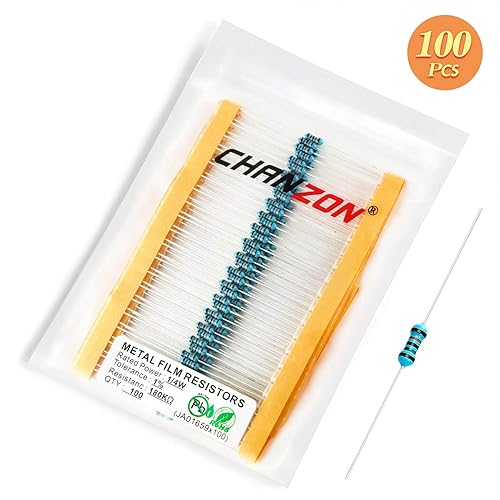 Vista 688 de Chanzon 100pcs 1/4W (0.25W) 33K Ω ohmios Resistencia fija de película metálica 0.01 ±1% Tolerancia 33KR MF Resistencias de orificio pasante