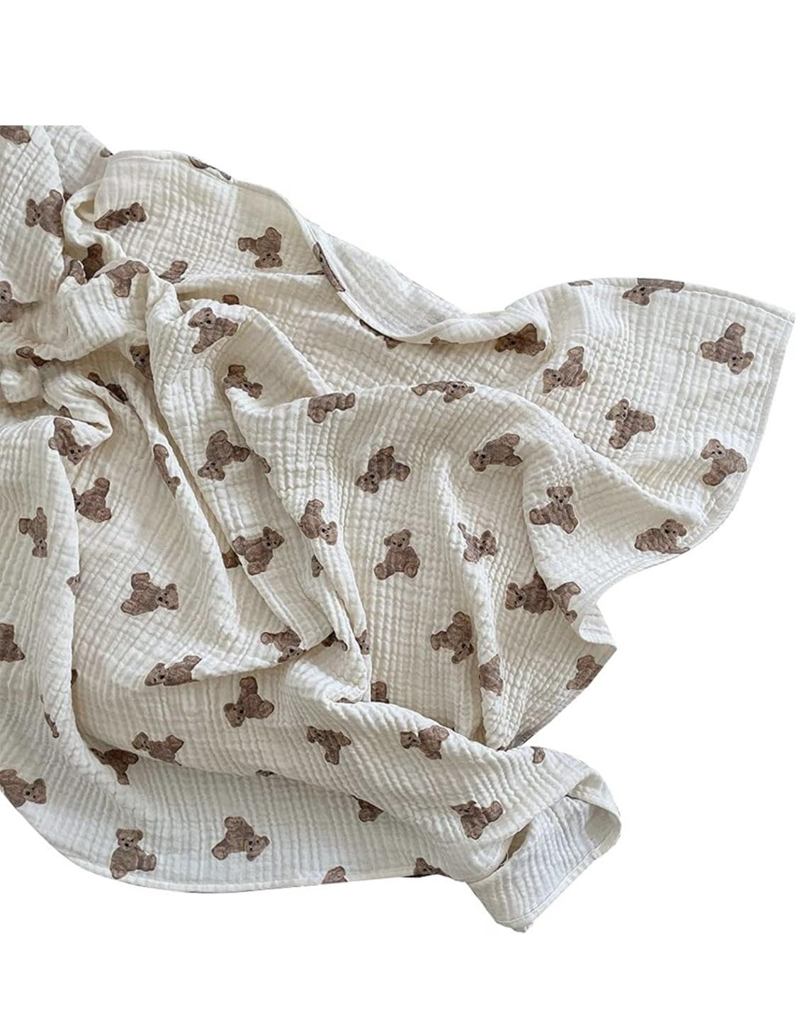 Aloonii Cute Bear Print Muslin Swaddle Blanket | Large Multiuse Baby Blanket | 100% Pure Cotton